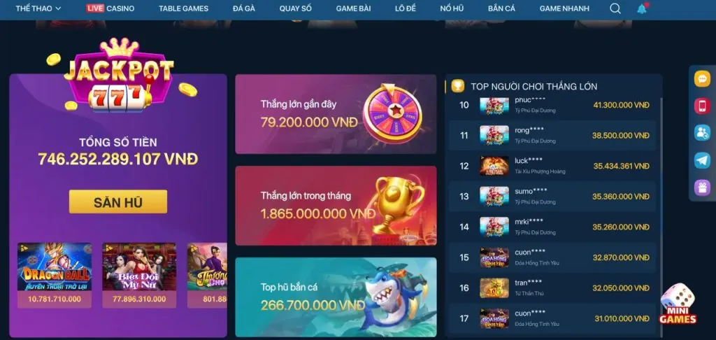 Giao diện game nổ hũ hiện đại với nhiều màu sắc
